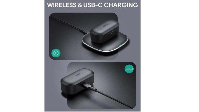AUKEY EP-T21P bisa diisi ulang dengan wireless charger dan kabel USB-C