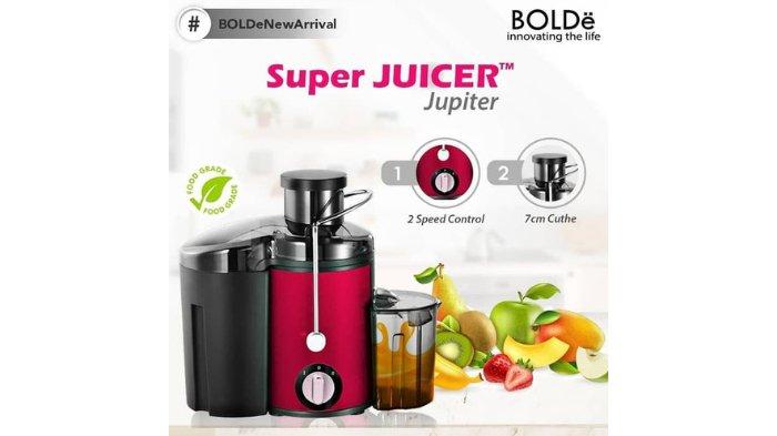 BOLDe Super Juicer Jupiter dibekali motor handal, cakram tajam, 2 opsi kecepatan untuk hasilkan ekstraksi buah lebih maksimal dan nutrisi terjaga