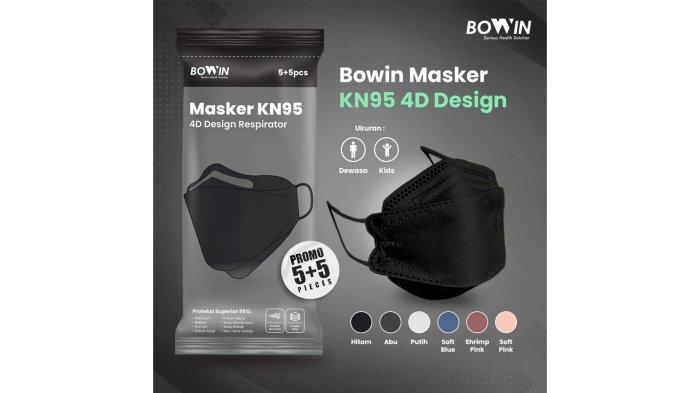 BOWIN Masker KN95 4D Design - Hitam 10 pcs