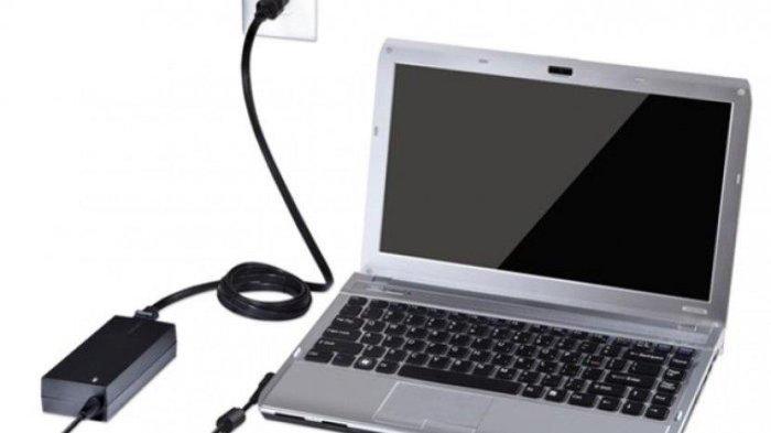 Ilustrasi laptop yang sedang dicharger