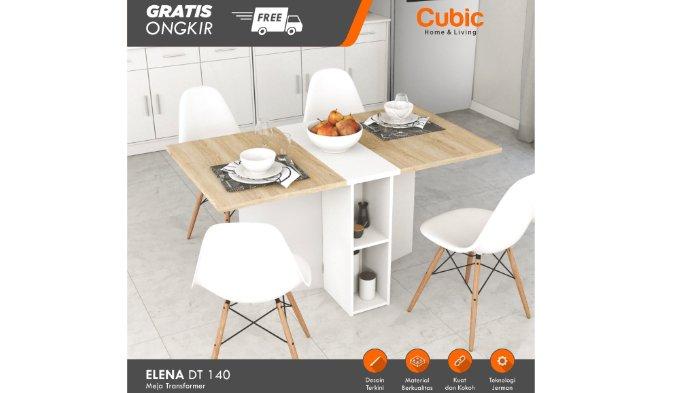 Cubic Dining Table ELENA DT 140 dibekali dengan 4 meja dan 1 kursi modern serta minimalis