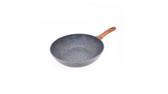 CYPRUZ Fry Wok Pan Wokpan Ceramic Marble berdiameter 20 cm dengan gagang nyaman digenggam