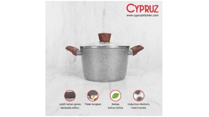 CYPRUZ Grey Marble High Casserole Pan terbuat dari material berkualitas ebbas bahan kimia berbahaya