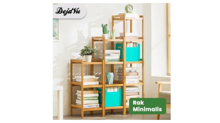 DejaVu Rak Buku Kayu Minimalis HRK203 dengan desain klasik dan material kayu tahan beban 10 kg