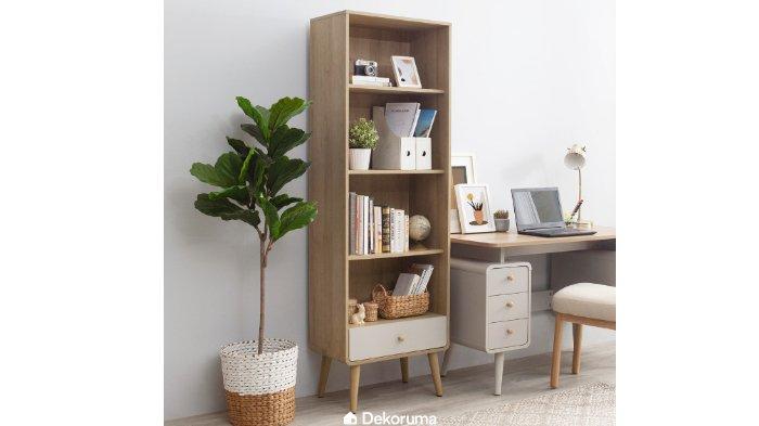 Dekoruma Mori Rak Buku Terbuka dengan desain yang unik dengan material particle board berkualitas