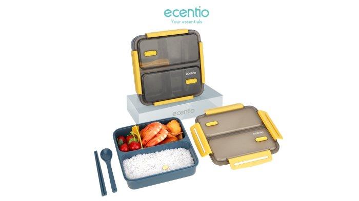 ecentio 1100ml 3 Grid Lunch Box Anti Bocor bisa organisir berbagai lauk tanpa merusak rasa