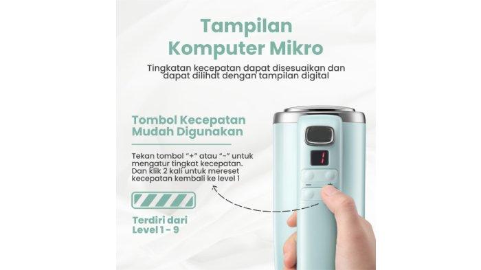 EMILY Digital Stand Mixer 4L hadirkan desain panel kontrol digital dengan 9 pilihan kecepatan yang bisa disesuaikan