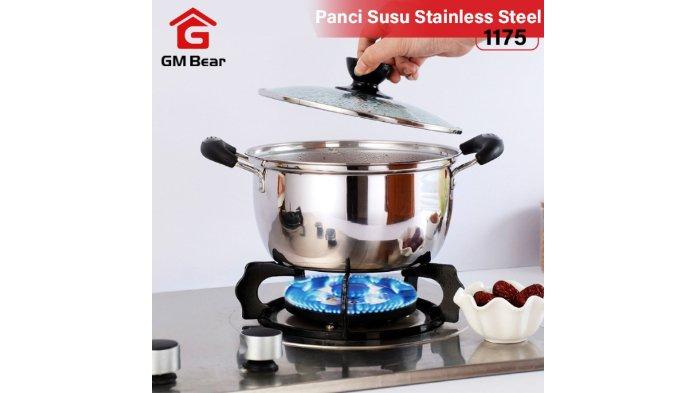 GM Bear Panci Sop Stainless Steel 1175 berkapasitas 550 ml cocok untuk dapur mungil