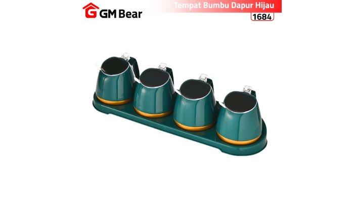 GM Bear Rak Tempat Penyimpanan Bumbu Dapur (4 in 1) 1684 paket lengkap dengan isian wadah bumbu dan sendok