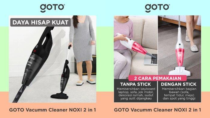 GOTO Noxi Vacuum Cleaner dirancang dengan daya hisap kuat untuk bersihkan berbagai permukaan, didukung HEPA filter dan desainnya yang dirancang serta minimalis