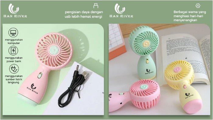 HAN RIVER Kipas Angin Mini Genggam hadir dengan handle membulat sehingga nyaman digunakan
