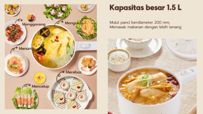HAN RIVER Panci Listrik HRDZGO4WT hadirkan kapasitas 1.5 liter dengan beragam fungsi untuk olah beragam hidangan berbeda