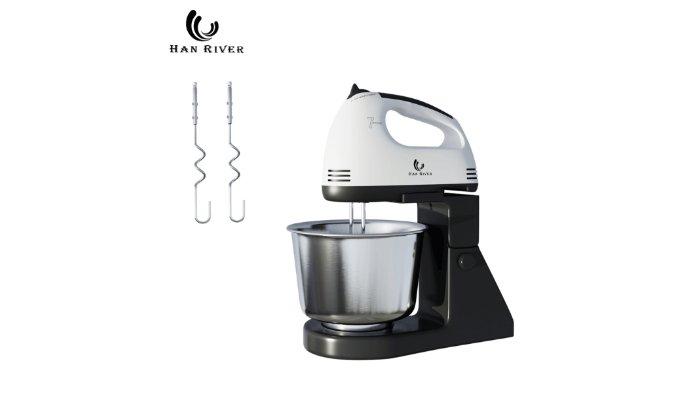 HAN RIVER Stand Mixer HRDDQ03WT dibekali dengan mangkuk berkapasitas 1.7 liter berbahan stainless steel