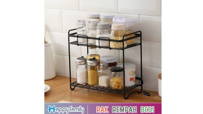 HappyFamily Rak Bumbu Dapur 2 Tingkat dirancang dengan material stainless steel tahan karat