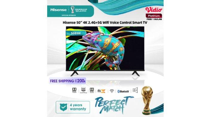 Hisense 50 inch Vidaa Smart 4K UHD TV-Bezelles 50E6H kaya akan detail sehingga pengalaman menonton lebih nyata