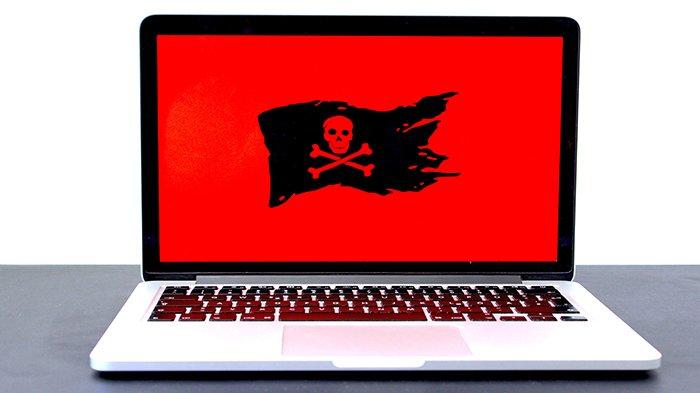 Ilustrasi laptop yang tidak terpasang antivirus
