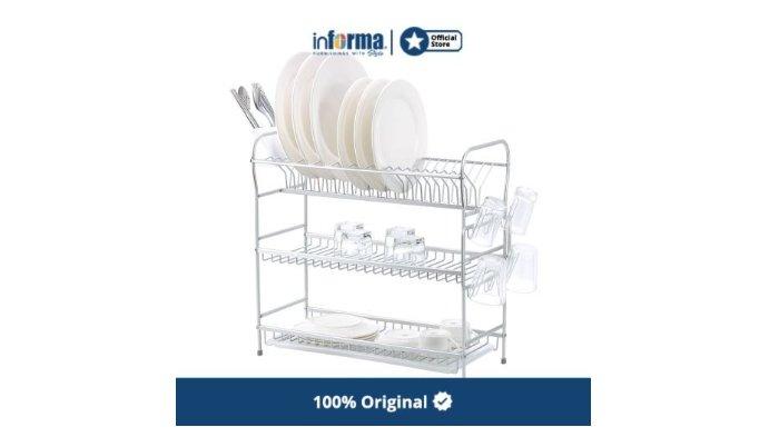 informa Rak Piring Valco 3 Tier Dish Rack Tranparent dengan desain 3 tingkat sehingga lebih leluasa simpan barang