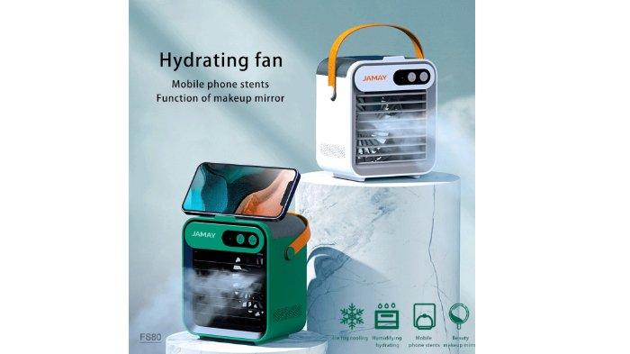 JAMAY FS80 Air Cooler Fan Mini dirancang dengan berbagai fitur termasuk tempat hp dan jumlah kecepatan
