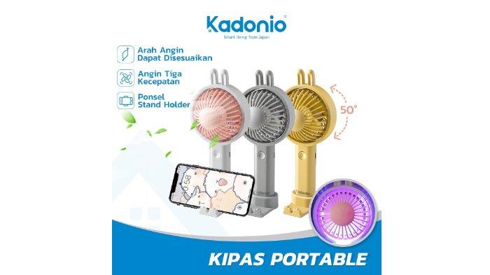 Kadonio Kipas Angin Mini Portable FN 32 dirancang dengan desain gemas sekaligus menjadi phone holder
