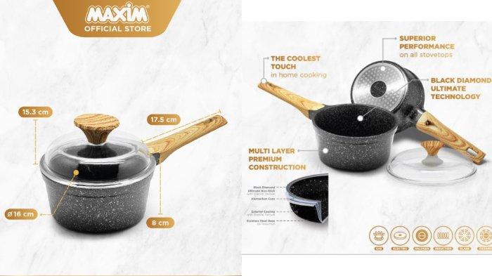 Maxim Eclipse 16 Cm Saucepan terbuat dari material berkualitas dan motif granite