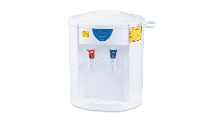Miyako Water Dispenser WD-186 H berbentuk membulat seperti tabung, simpel namun elegan