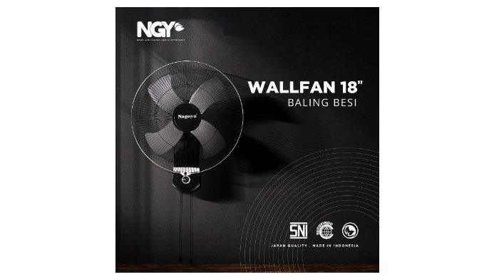 NAGOYA Wall Fan Baling Besi dengan ukuran 18 inci mampu memberikan kesejukan merata ke seluruh ruangan