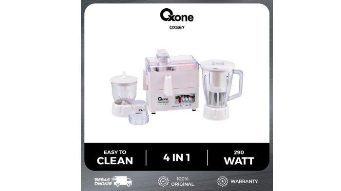 Oxone Juicer and Blender OX867 dirancang dengan 4 fungsi dalam 1 alat, praktis olah sayuran, buah hingga daging
