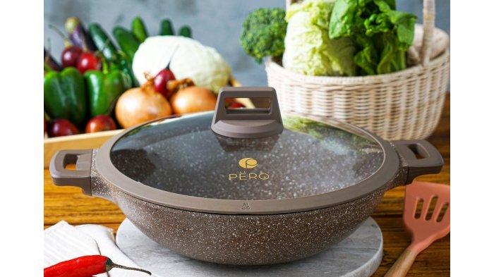 PERO Wok Pan 32Cm + Glass Lid hadirkan kapasitas besar sekaligus dirancang dengan semi presto technology