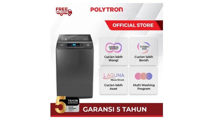 POLYTRON Mesin Cuci 1 Tabung Zeromatic Laguna Hijab PAW 7028 dengan fitur aroma boost untuk pakaian yang lebih segar