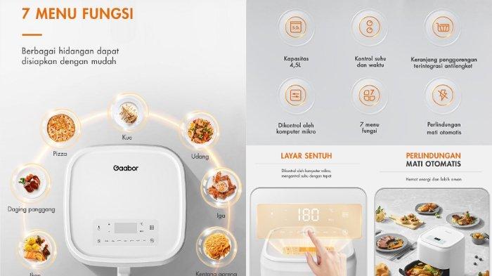 Gaabor Air Fryer Low Watt GA-E45A dibekali dengan 7 fungsi masak dan pengaturan layar sentuh yang memudahkan pengguna