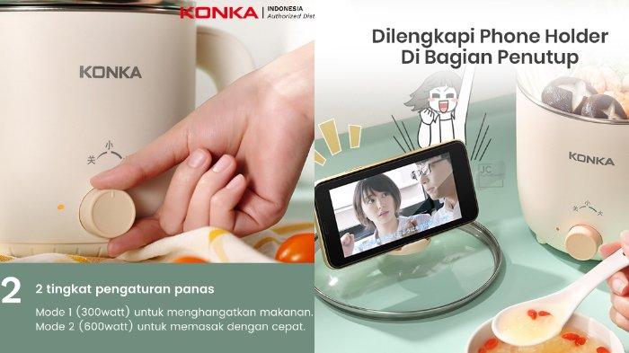 KONKA Electric Cooker KZG-15YX301 menghadirkan kemudahan bagi pengguna termasuk phone holder yang disematkan