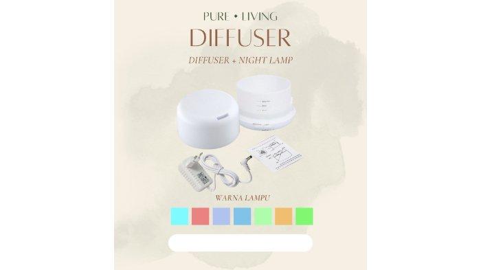 PURE LIVING Diffuser & Night Lamp dengan berbagai pilihan warna cantik dan kapasitas 300 ml