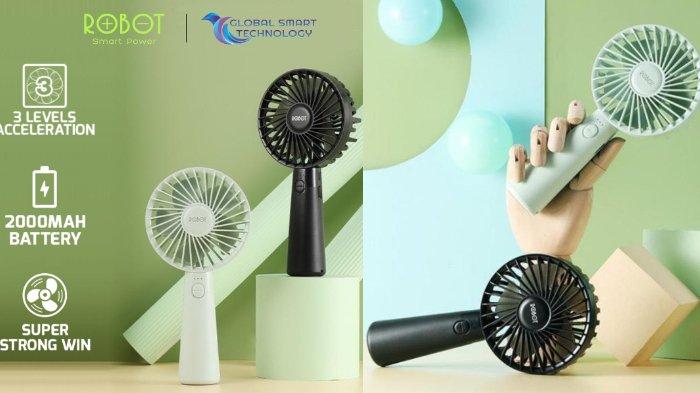 ROBOT RT-BFS1 USB Mini Fan hadir dengan 3 pilihan kecepatan dan fungsi powerbank untuk keadaan darurat, praktis serta nyaman digunakan