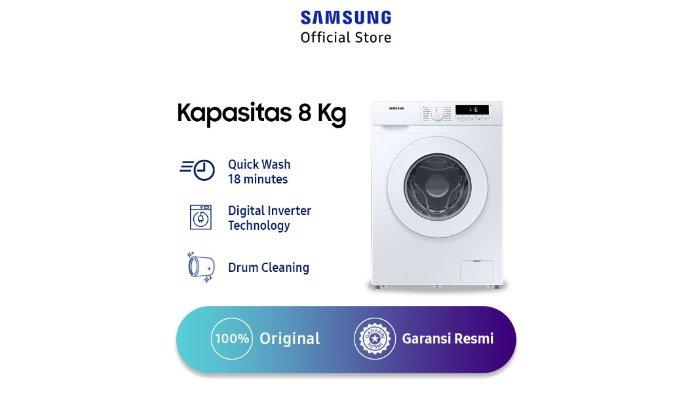 SAMSUNG Mesin Cuci Front Loading WW80T3040WW/SE dirancang dengan digital inverter technology sehingga higienis dan handal