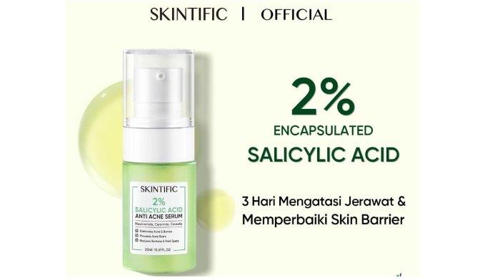 SKINTIFIC 2 persen Salicylic Acid Anti Acne Serum jadi salah satu rekomendasi skincare yang ampuh hempas jerawat.