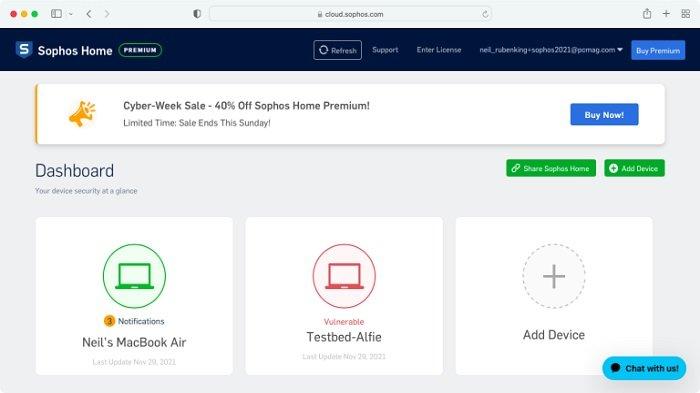 Sophos Home memberikan keamanan saat kamu membuka situs-situs web berbahaya yang mungkin memiliki skema phising atau malware.