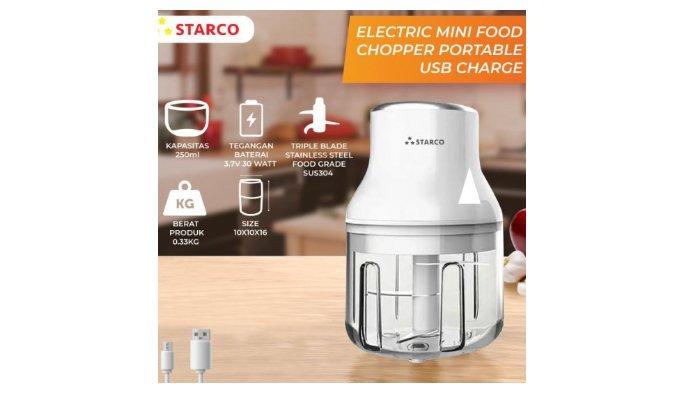 STARCO Portable Food Chopper dengan triple blade stainless steel food grade sehingga lebih aman digunakan