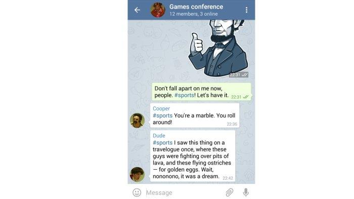 Telegram memiliki hashtag