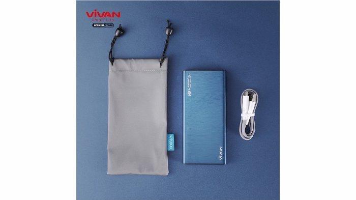 Powerbank VIVAN VPB-F10S beserta kelengkapannya