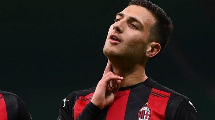 Bek AC Milan Diogo Dalot merayakan golnya ke gawang Sparta Praha pada laga matchday kedua Grup H Liga Europa 2020-2021 di Stadion San Siro, 29 Oktober 2020.
