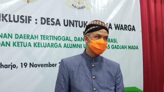 Ganjar Pranowo pada saat menghadiri pencenangan Desa inklusif di Desa Jatisobo, Kecamatan Polokarto, Sukoharjo, Kamis (19/11/2020).