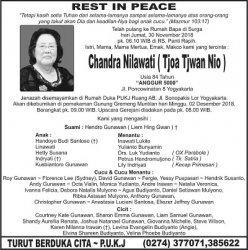 Rest in Peace - Chandra Nilawati ( Tjoa Tjwan Nio )