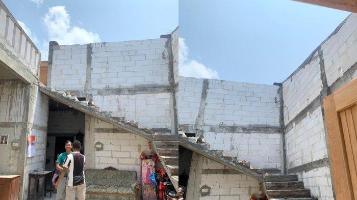 Kondisi rumah Yuli Edi (39) warga Dusun Tuban Kulon, Kalioso, Gendangrejo, Karanganyar yang atapnya hilang disapu angin puting beliung, Sabtu (10/4/2021)