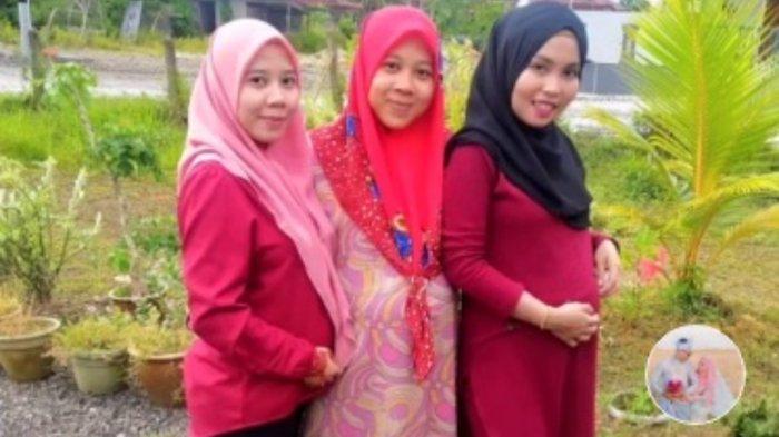 Viral tiga kakak beradik kompak menikah dan melahirkan bersamaan.