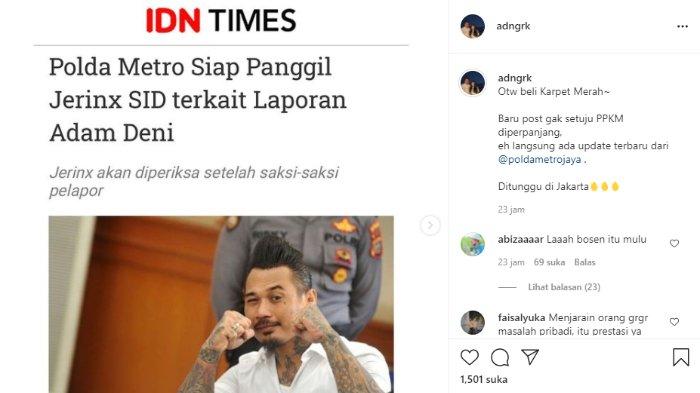 Adam Deni beri reaksi begini saat mengetahui kabar Jerinx SID segera dipanggil polisi.
