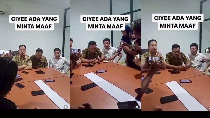 Anggota DPRD Palembang saat meminta maaf setelah kasus kekerasan