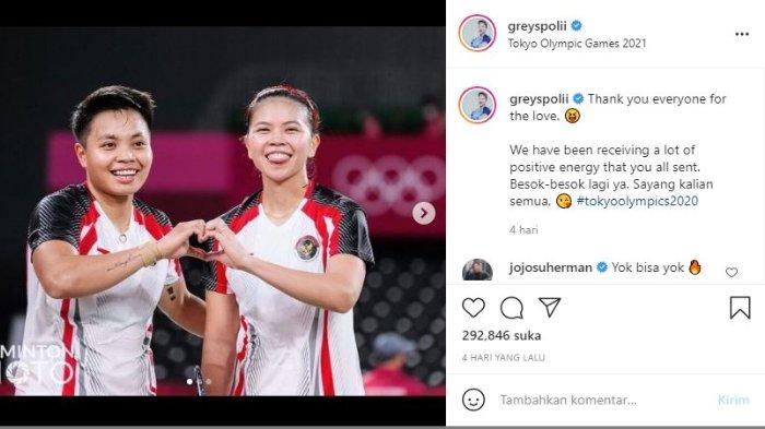 Greysia Polii dan Apriani Rahayu di Olimpiade Tokyo.