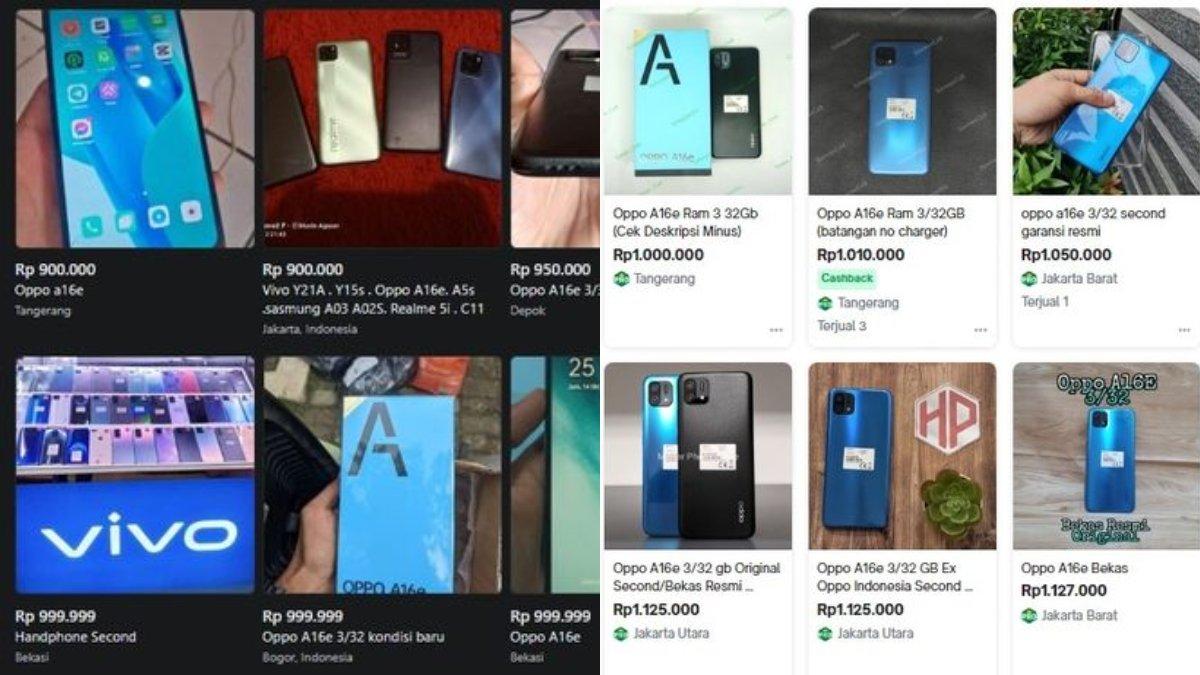 Harga HP Oppo A16e second di FB Marketplace dan Tokopedia.