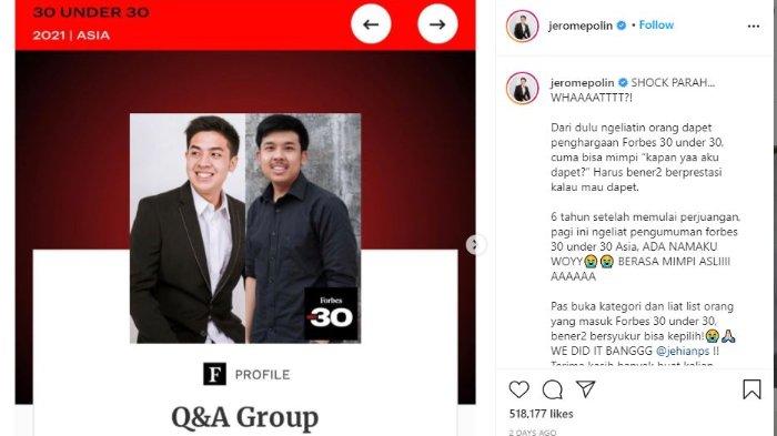 Jerome Polin dan sang kakak, Jehian masuk daftar Forber 30 Under 30 Asia 2021.