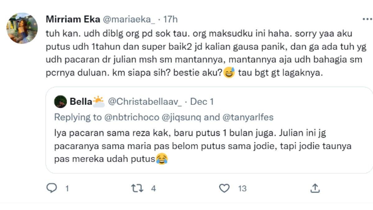 Klarifikasi Mirriam Eka